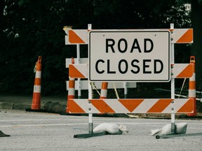A road closure sign is seen in a file photo.
