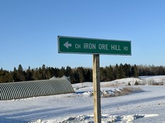 Sign for Iron Ore Hill in Jacksonville,NB