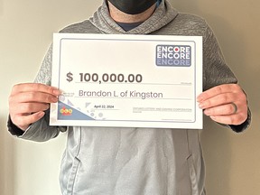 Saying yes to Encore has paid off for Brandon Leroux of Kingston.  Leroux matched the last six of seven Encore numbers in the exact order in the April 6, 2024 LOTTO 6/49 draw to win $100,000. Leroux purchased his winning ticket at Pioneer Snack Express on Princess Street in Kingston. Encore offers 22 ways to win and can be played in conjunction with most lottery games for an extra $1. There is an Encore draw every day. Supplied photo