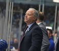 Ken MacKenzie coaches in an OHL game with the Sudbury Wolves.
