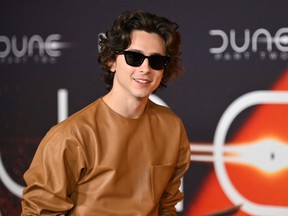 Timothee Chalamet arrives for the premiere of "Dune: Part Two" at the Lincoln Center on Feb. 25, 2024, in New York City.