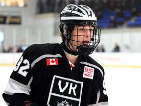 Centre Gage Brandon of the Vaughan U16 AAA Kings was a third-round pick by the Flint Firebirds in the 2024 Ontario Hockey League draft. (Dan Hickling/OHL Images)