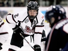 Chatham Maroons' Blain Bacik plays against the LaSalle Vipers during Game 2 in their GOJHL Western Conference quarter-final at Chatham Memorial Arena in Chatham, Ont., on Sunday, March 10, 2024. (Mark Malone/Chatham Daily News)