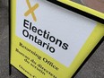 Elections Ontario vote signs at polling stations are shown on May 19, 2022. (Jean Levac/ Postmedia Network)