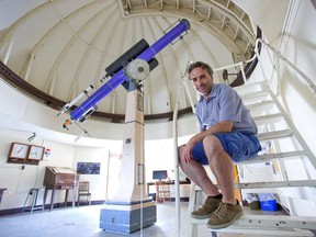 Jan Cami inside the Hume Cronyn Memorial Observatory at Western University in London on Monday, Aug.  14, 2017. (Derek Ruttan/The London Free Press)