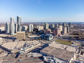 Aerial view of City of Mississauga's downtown skyline. (Getty Images)