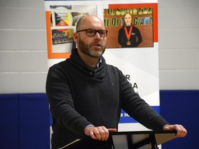 Ron Ferguson, director of education at the Upper Canada District School Board, speaks at Westminster Public School earlier this year.