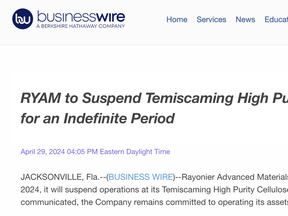 Massive layoffs at Temiscaming plant