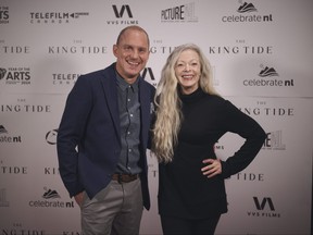 Newfoundland and Labrador filmmaker, Christian Sparkes, and actress Frances Fisher at the premiere for The King Tide in St. John's, N.L.