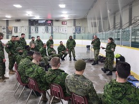 Reservists from the 31st Canadian Brigade Group take part in Exercise Arrowhead Response in Woodstock in 2019.