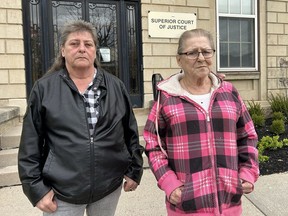 Carmeline Thibodeau, left, and her sister, Geralda Thibodeau were two of three victims of a bloody machete attack at a Burford trailer park three years ago. Their attacker was sentenced in Brantford's Superior Court of Justice on Thursday.