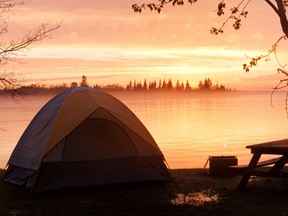 Otter Falls Camp ground in the Whiteshell Provincial Park offers campsites beside the lake.