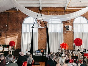 An aerialist performer entertains the crowd during the second annual gala for the kids fundraiser held Saturday at the Chatham Armoury, hosted by the Children's Treatment Centre Foundation of Chatham-Kent. (Supplied photo)