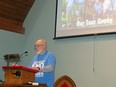 Doug Norman speaks in Brucefield