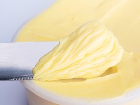 Stock photo of knife and margarine
