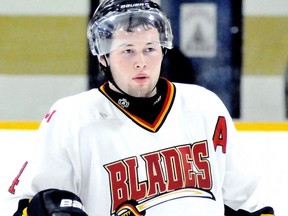Blenheim Blades' Thomas Innes plays against the Dresden Kings on Friday, Dec. 30, 2011, at Lambton-Kent Memorial Arena in Dresden, Ont. Mark Malone/Chatham Daily News/Postmedia Network File Photo