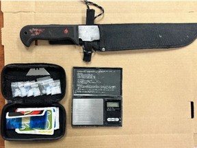 On April 3, 2024, members of the Manitoba First Nations Police (MFNPS) arrested a 30-year-old man with an outstanding arrest warrant, which led to further charges for drugs and weapons possession in Sandy Bay First Nation, Man. Once the man was safely in custody, police searched a bag that had been the suspect's possession and located a 12-inch machete, suspected methamphetamine, and items consistent with drug trafficking.