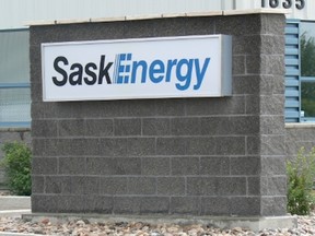 SaskEnergy sign on concrete wall