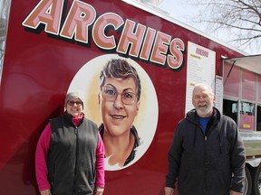 Dee and Don Franklin run Archies food truck under the Blue Water Bridge in Point Edward. Don Franklin says he he opposes letting food trucks set up shop beside restaurants that sell similar food, as Sarnia just did. "I don't think we have to be on top of one another," he said. (Tyler Kula/ The Observer)