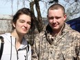 Hailey Widmann and David Woll live in an encampment in Rainbow Park in Sarnia. (Tyler Kula/ The Observer)