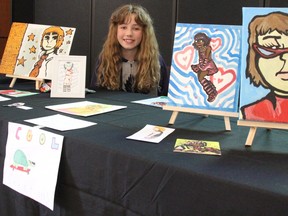 Izzy Bowen, 10, was selling her artwork at Rebound's Youth Makers Expo in Sarnia Aug. 19, 2023.