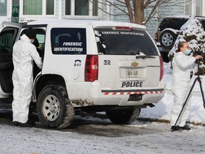 Sarnia police on Jan. 27, 2021, were investigating a homicide at a home on Devine Street where Allen Schairer, 62, was found dead the previous day. Paul Morden/The Observer