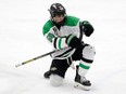 The Sarnia Sting chose defenceman Jonathan Kapageridis in the first round of the 2024 Ontario Hockey League under-18 draft. He's shown celebrating a goal for the Cobourg Cougars during the Ontario Junior Hockey League playoffs March 27, 2024. (Photo by Shawn Muir/OJHL Images)