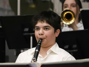 Members of the MacLeod Mustangs concert band perform in the school concert band category at the Sudbury Music Festival, formerly the Kiwanis Music Festival of Sudbury, at Lockerby Composite School in Sudbury, Ont.