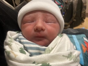 A boy, River-Wayne, 6 lbs 11 oz and 20 inches, born Feb. 14 to proud parents Myah Roach and Brenden Pahpeguish of the Atikameksheng Anishnawbek First Nation.