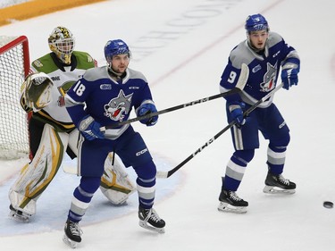 Sudbury Wolves game action against North Bay