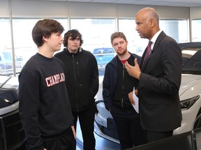 Ahmed Hussen chats with students