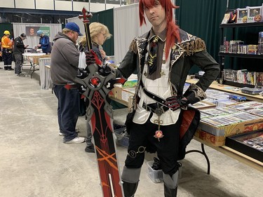 Dan McSharp, from Val d'Or, was one of the many visitors to the 2024 Northern Ontario Expo at the McIntyre Arena on Saturday who chose to dress up for the occasion. McSharp's costume was complete, right down to coloured contact lenses. THOMAS PERRY/THE DAILY PRESS