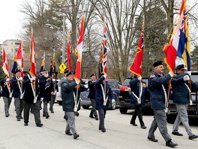 A parade procession along 1st Avenue West from the the Marine and Rail Museum to the Cenotaph takes place Saturday morning as the Royal Canada Legion Branch 6 (Owen Sound) hosts the District C Spring Convention. Greg Cowan/The Sun Times