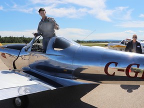 Pilot Kieran Tookey landed a 1947 Ercoupe at the Whitecourt Airport during the 2021 Alberta Air Tour.