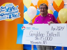 Geraldine Botterill of Miramichi recently won $675,000 in the Atlantic Lottery Corporation's Set for Life Scratch 'N Win contest.