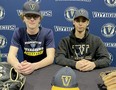 Sudbury Voyageurs players Noah Portelance, left, and William Arsenault recently announced their commitment to the Laurentian University baseball program.