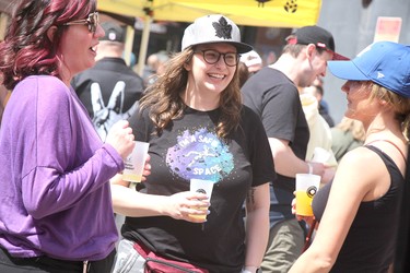 Sam Casola, Kate Wainio-Smit and Alex Proctor at Sault Ste Marie Festival of Beer on Queen Street East, near East Street, on Saturday, May 4, 2024 in Sault Ste. Marie, Ont. (BRIAN KELLY/THE SAULT STAR/POSTMEDIA NETWORK)