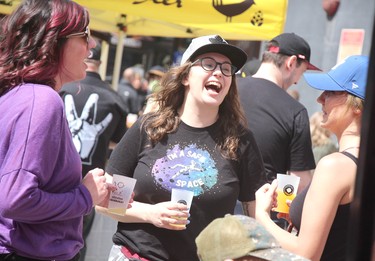 Sam Casola, Kate Wainio-Smit and Alex Proctor at Sault Ste Marie Festival of Beer on Queen Street East, near East Street, on Saturday, May 4, 2024 in Sault Ste. Marie, Ont. (BRIAN KELLY/THE SAULT STAR/POSTMEDIA NETWORK)