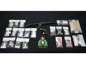 Drugs and guns seized by police in Moncton during a February 2023 investigation.