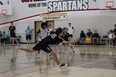 Kye Thibault playing for St. Peter the Apostle's Boys Team during the 2024 Handball Provincial Playoffs.