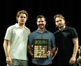 London Knights forward and Sudbury product Max McCue, left, received the team's Intensity Award along with teammate Alec Leonard, right, from associate general manager Rob Simpson during the Knights' championship celebration on Saturday. The award is "presented annually to the player most dedicated to conditioning, for most improved, positive attitude and consistent effort.” McCue also shared the Don Brankley Community Service Award with Landon Sim. London won the OHL championship over the Oshawa Generals last week.