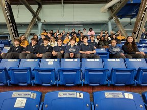 Students from College Notre-Dame in Sudbury registered in the Specialist High Skills Major in business and sports had the opportunity to visit Sudbury Community Arena on April 10 and benefit from an inside look at the operations of the Sudbury Wolves and Sudbury Five.