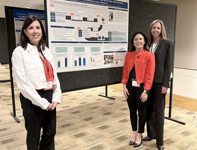 Dana Corsi, left, Melanie Briscoe and Nicole Gallagher from HSN’s NESGC team at the Canadian Geriatric Society's annual meeting in April.