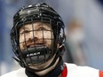 Tyler McGregor of Team Canada prepares before a game against the United States during the para ice hockey preliminary round at National Indoor Stadium at the Beijing 2022 Winter Paralympics on March 5, 2022, in Beijing, China. (Photo by Steph Chambers/Getty Images)