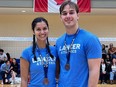 Samantha Lozon, left, and Jack Countryman of Ursuline College Chatham won bronze medals for mixed doubles in the C flight at the OFSAA badminton championship in Barrie, Ont., on Saturday, May 4, 2024. (Supplied Photo)