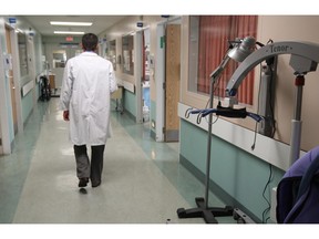 illustration - doctor walking down hospital hallway