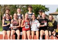 The individual champions at the LKSSAA track and field championship are, front row, left: Gracie VanderGriendt of Chatham-Kent and Meagan Munro of Lambton Central (novice girls), Lily Odolphy and Lily Bressette of Northern (junior girls), and Avery Robinson of Northern and Samantha Stewart of Blenheim (senior girls). Back row: James Grant of Lambton Central (junior boys), Gavin Meriano of Ursuline and Sam Warriner of Chatham-Kent (senior boys), and Alex Fortney of Northern (novice boys). Absent are CJ Roberts of Ursuline (junior boys) and Kinser Rivest of Lambton-Kent (novice boys). Photo taken at the Chatham-Kent Community Athletic Complex in Chatham, Ont., on Wednesday, May 15, 2024. Mark Malone/Chatham Daily News/Postmedia Network