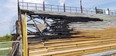 Owen Sound Agricultural Society is waiting for an engineering report before deciding its next move in response to a fire which destroyed a swath of the stands and significantly damaged a building beneath on May 7, 2024 in Victoria Park. (Scott Dunn/The Sun Times/Postmedia Network)