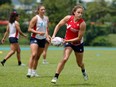 Canada's Breanne Nicholas of Blenheim, Ont., takes part in a training session prior to the HSBC SVNS at Anglo-Chinese School (Independent) on April 30, 2024, in Singapore. (Mike Lee - KLC fotos for World Rugby)