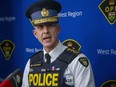 Ontario Provincial Police Commissioner Thomas Carrique speaks during a press conference on Dec. 29, 2022. (Derek Ruttan/ The London Free Press)